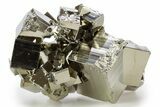 Gleaming Striated Cubic Pyrite Cluster - Peru #341555-1